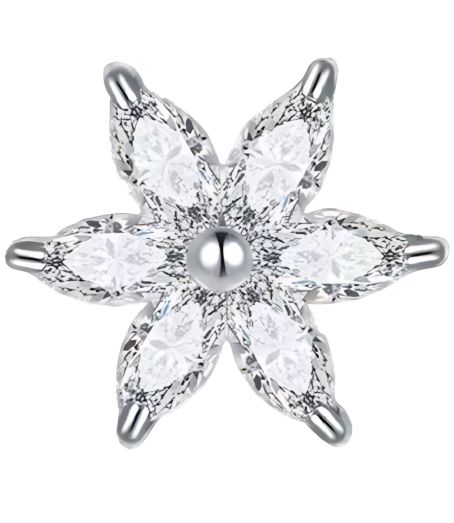 White crystal flower frame charm