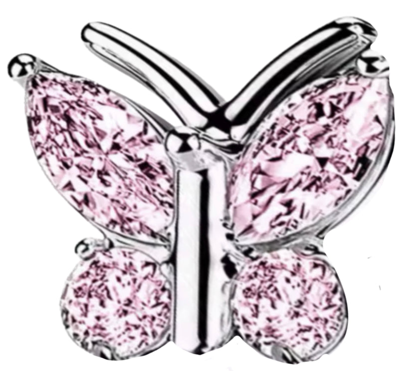 Pink crystal butterfly frame charm