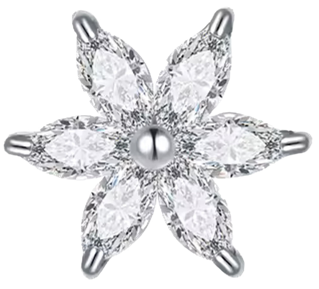 White crystal flower frame charm