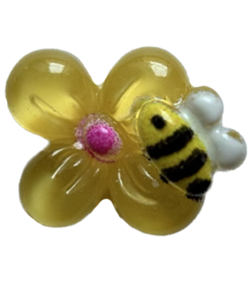 Yellow bee flower frame charm