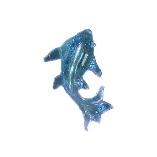 Blue clear fish frame charm