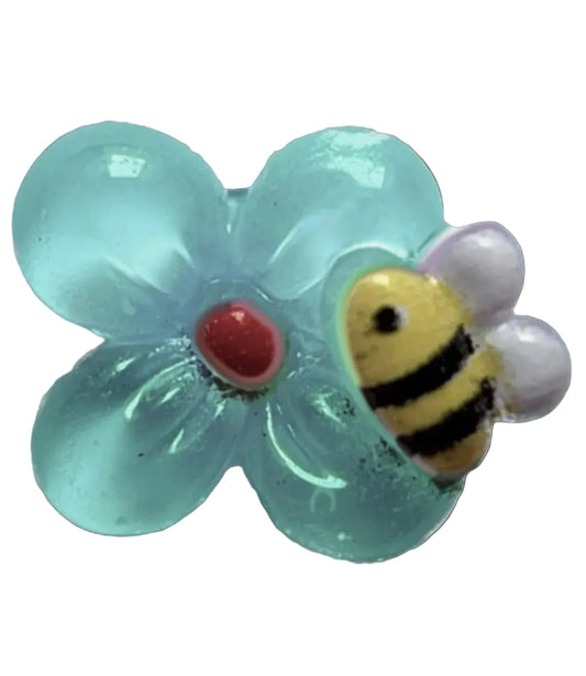 blue bee flower frame charm