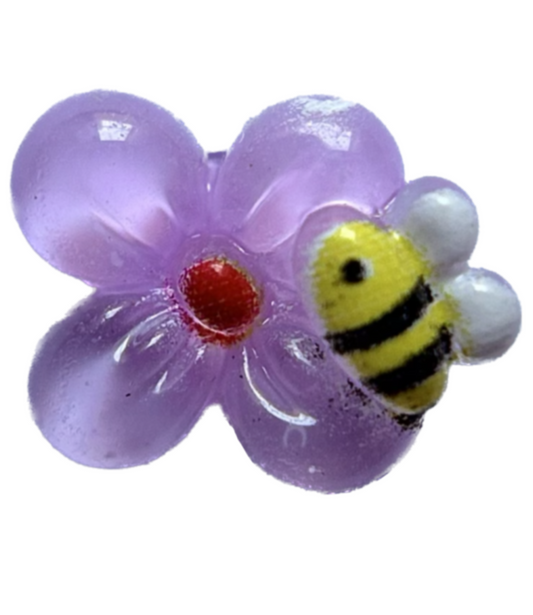 Purple bee flower frame charm