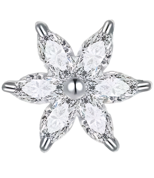 White crystal flower frame charm