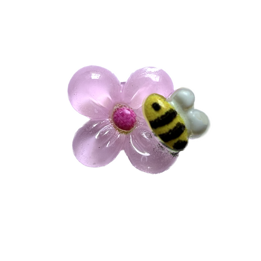 Pink bee flower frame charm