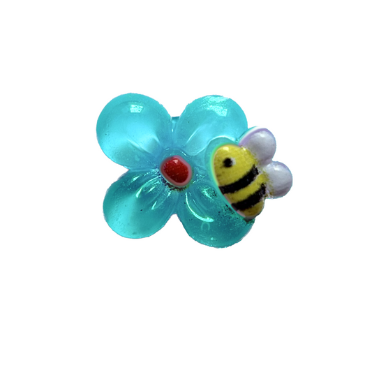 Turquoise bee flower frame charm