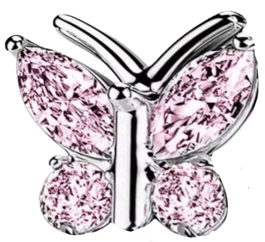 Pink crystal butterfly frame charm