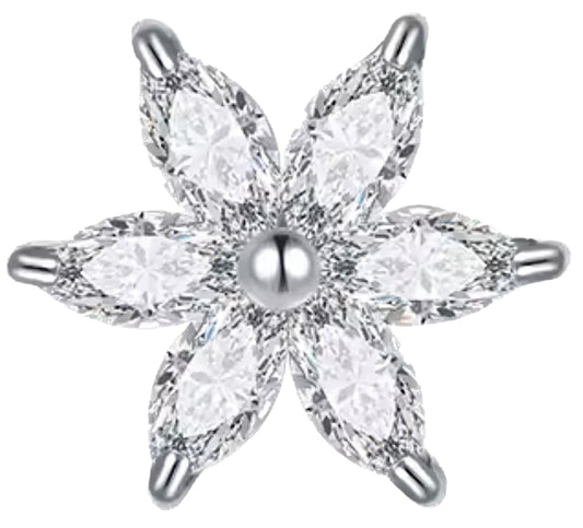 White crystal flower frame charm