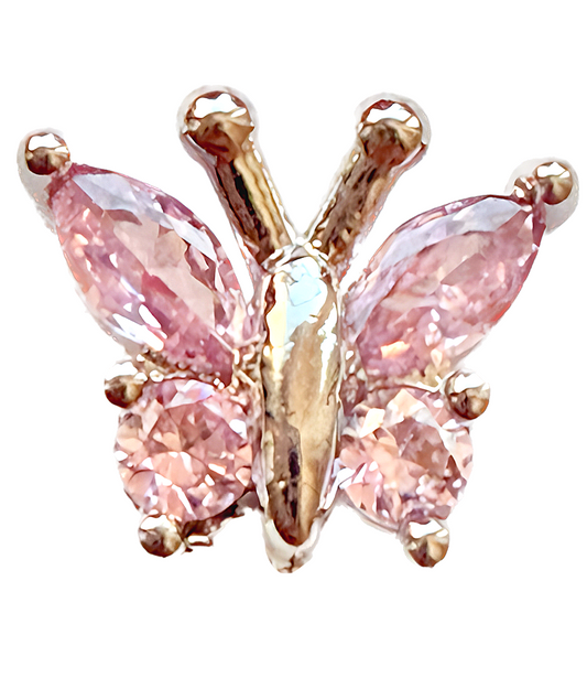Pink crystal butterfly frame charm