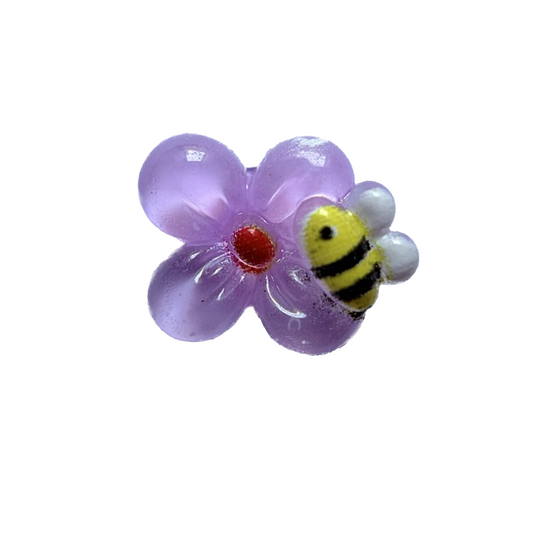 Purple bee flower frame charm
