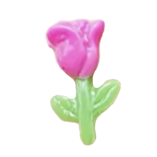 Pink tulip flower frame charm