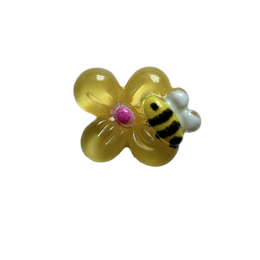 Yellow bee flower frame charm