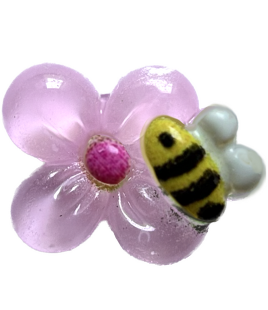 Pink bee flower frame charm