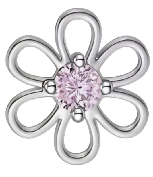 Mini flower with pink center frame charm