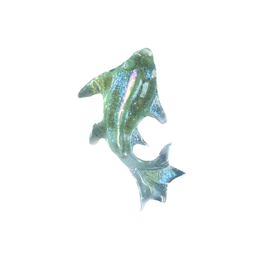 Green clear fish frame charm