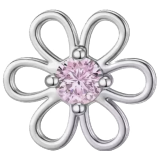 Mini flower with pink center frame charm